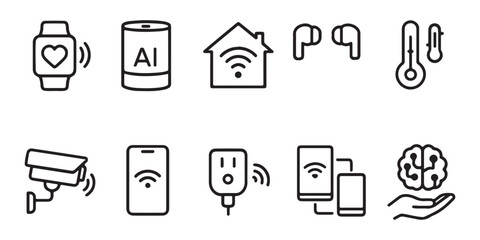 Smart Devices & IoT Icons – Minimalist Line Vector Collection