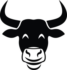 Fototapeta premium Illustration of a bull head with horns in black and white a simple design for various creative projects