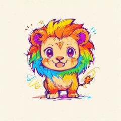 Rainbow Cub Lion: A Vibrant Artwork