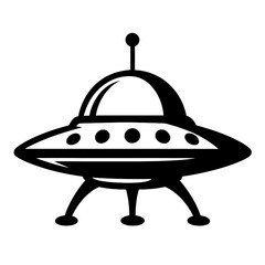 Classic UFO Flying Saucer Silhouette Vector - Retro Alien and Sci-Fi Symbol
