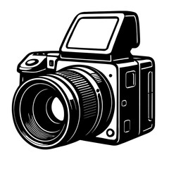 Retro SLR Camera Vector Illustration - Photography, Hobby, and Media Symbol
