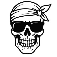 Obraz premium Skull Wearing Bandana and Sunglasses Vector - Cool, Retro and Rebel Symbol