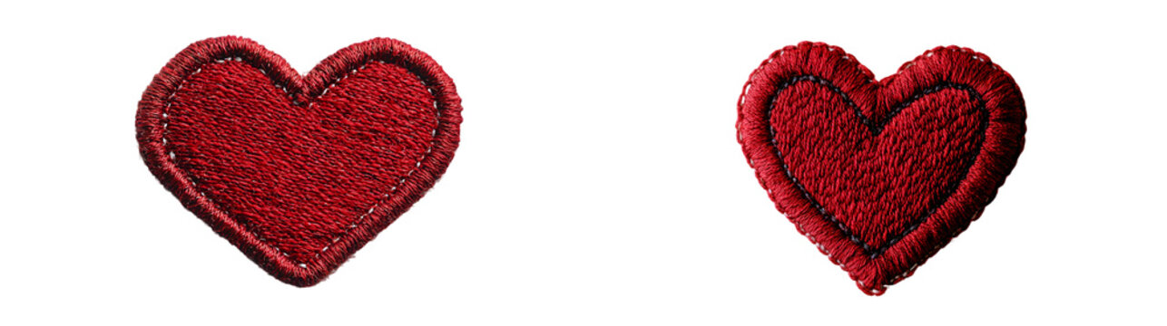 Red embroidered heart patch for sewing or crafting, symbolizing love and affection. Perfect for DIY projects, decoration, and fashion design