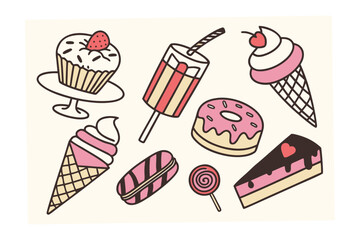 Sweet Delights: A collection of colorful and charming sweet treats, each meticulously crafted and presented, captures the eye and tempts the palate. 