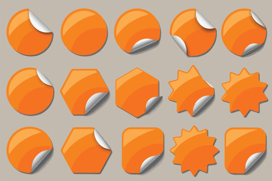 Collection of various orange peeling stickers with silver backing