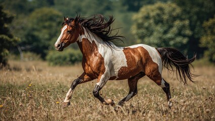Obraz premium Dynamic and bold paint horse stallion sprinting