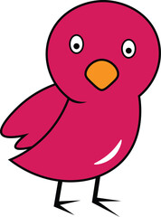 Cute Pink Cartoon Bird Illustration