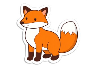 Cartoon fox, orange fur, bushy tail, sitting