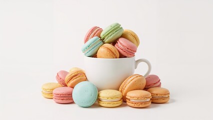 Assorted Macarons Displayed in a Cup