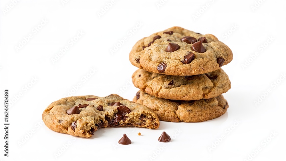 Poster heap of chocolate chip cookies with a hazy background
