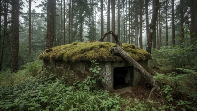 Historic Military Bunker Surrounded by Greenery
