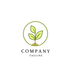 Green company logo with a young plant sprout for eco-friendly business and sustainable growth