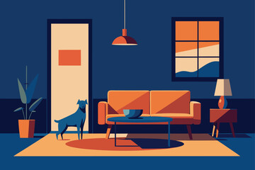 living room with dog and cozy vibes   (1).eps