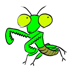 Cute Mantis Character Illustration - Transparent PNG