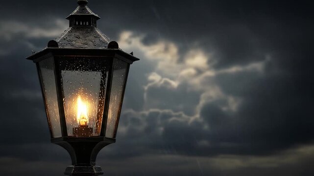 Vintage lamp in stormy weather