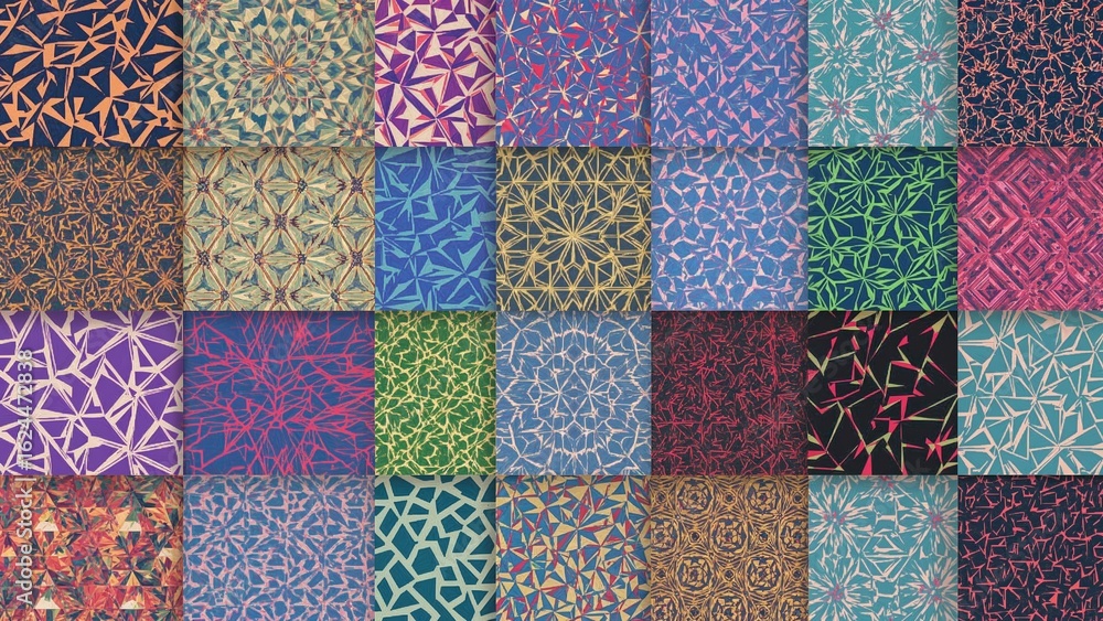 Poster group of seamless geometric patterns. abstract geometrical backgrounds intended for design, fabric, 