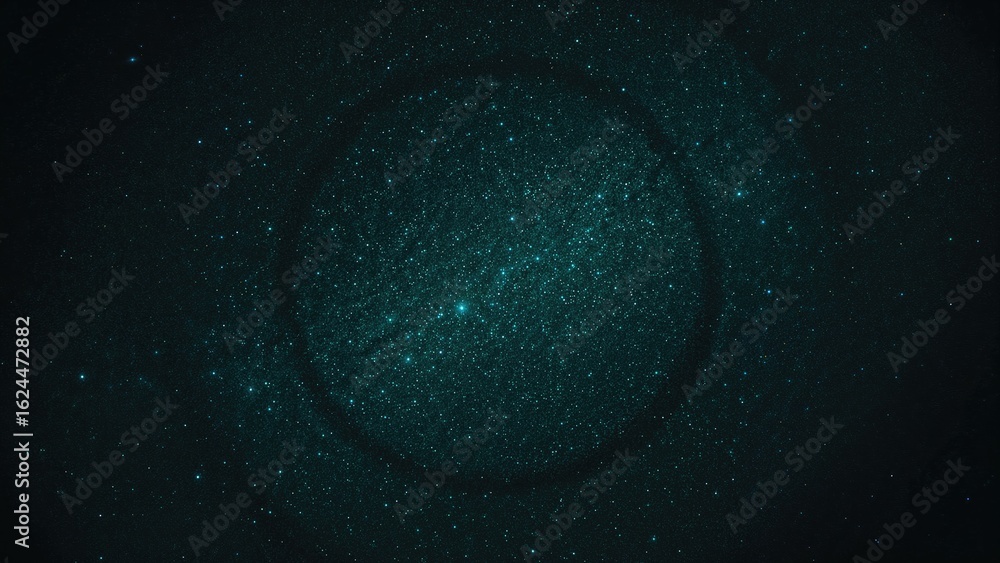 Poster digital turquoise particle galaxy with a futuristic abstract style - textured circular background en