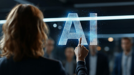 Businesswoman Presenting on Artificial Intelligence