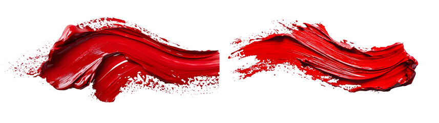 Red smear of paint isolated on a transparent background