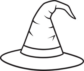 Scary Witch Hat in Black Silhouette | Halloween Vector Illustration Icon