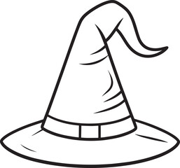 Scary Witch Hat in Black Silhouette | Halloween Vector Illustration Icon