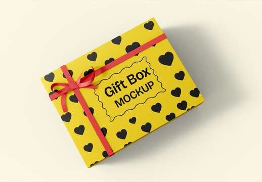 Yellow Gift Box Mockup