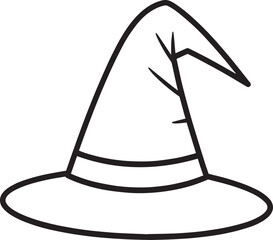 Scary Witch Hat in Black Silhouette | Halloween Vector Illustration Icon