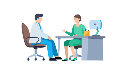 Obraz premium Doctor consultation vector illustration for medical advice and healthcare discussion in clinic or hospital setting