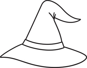 Scary Witch Hat in Black Silhouette | Halloween Vector Illustration Icon