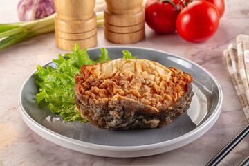 Roasted cod fish fillet piece