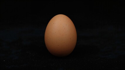 One large brown egg set on a dark surface