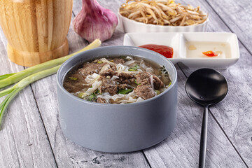 Vietnamese Pho Bo soup with beef