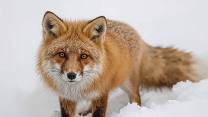 Obraz premium Portrait of a Red Fox set against pure white snow