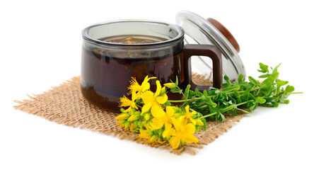 St. John's wort and decoction isolated.