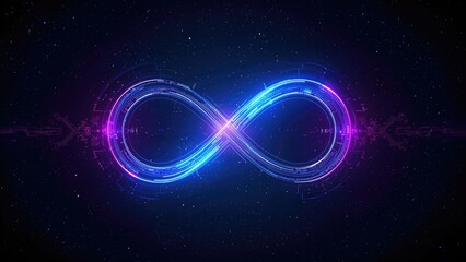 A radiant neon infinity icon for a digital universe
