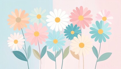 Charming pastel daisies bloom in a soft, dreamy garden setting, evoking joy and springtime.