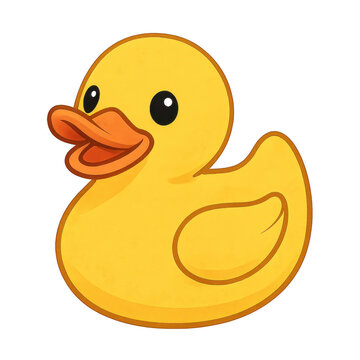 Cute yellow rubber duck toy illustration with orange beak and black eyes