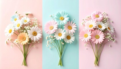 Vibrant bouquets of pastel daisies and baby's breath create a joyful, fresh spring celebration