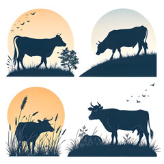cow different silhouette set
