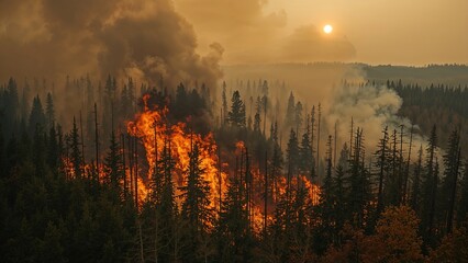 Fototapeta premium Forest Inferno; Smoke Rising