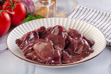 Raw chicken liver for cooking
