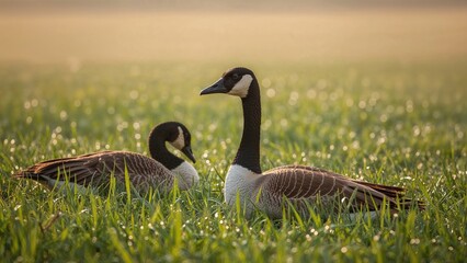  Pair Geese Settle Down