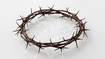 Fototapeta premium Thorny crown displayed on a plain white surface
