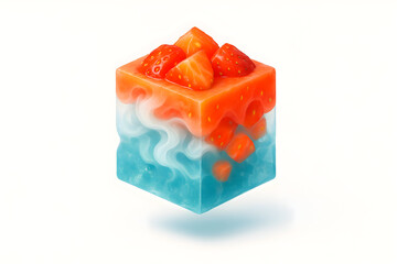 Cool strawberry ice cube with smoke effect