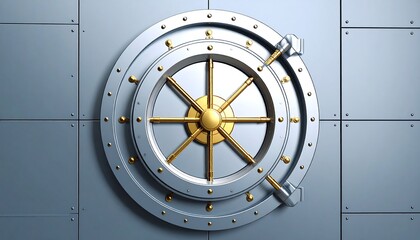 Metallic vault door, digitally rendered