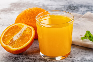 Fresh orange juice in the glass