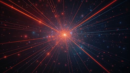 An outer space wallpaper displaying colorful laser lights in shades of orange, red, and blue.