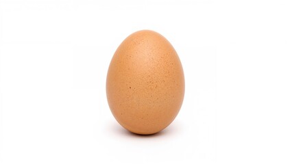 Single Brown Egg Set on a White Background