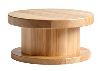 empty wooden round table isolated on white