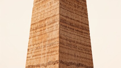 Detailed view of the sedimentary bands on a sandstone monument during late daylight